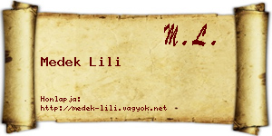 Medek Lili névjegykártya
